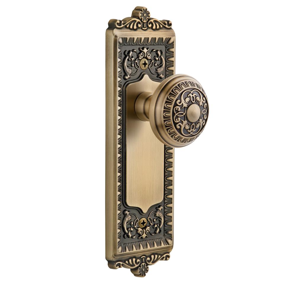 Grandeur by Nostalgic Warehouse WINWIN Privacy Knob - Windsor Plate with Windsor Knob in Vintage Brass